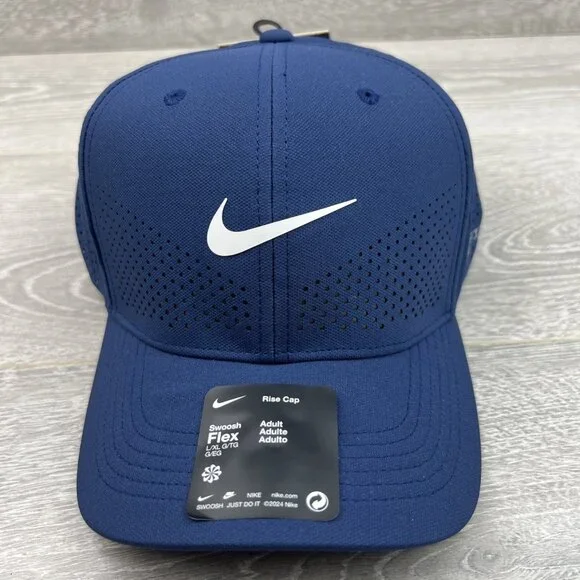 Nike Dri-FIT ADV Rise Structured Swoosh Blue Hat Cap Size L/XL NEW - Picture 2 of 13